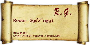 Roder Gyöngyi névjegykártya
